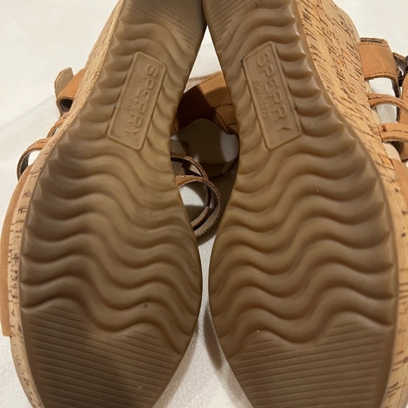 Women’s Tan/Camel Sperry Open Toe Wedge Heel Size 7.5 - Picture 7 of 9